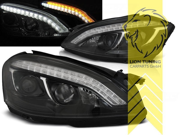LT Pair Halogen LED DRL Halo Eye Headlights Mercedes W221 S-Kl 05-09 black LHD