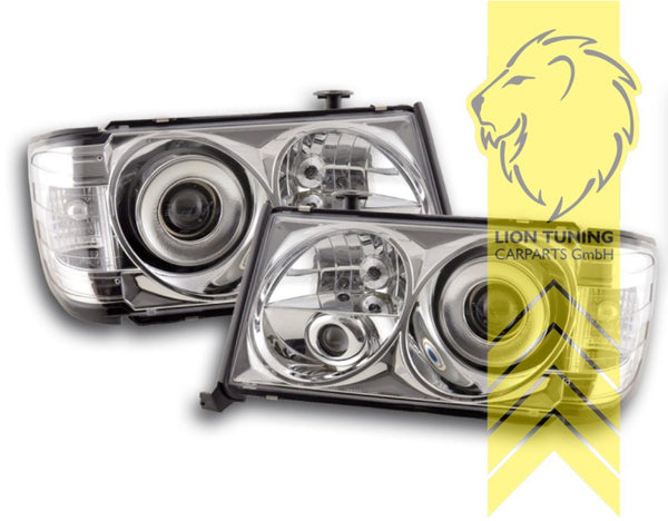 LT Pair LED DRL Halo Headlights Mercedes W124 S124 C124 A124 E-Class chrome LHD