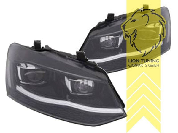 LT LED DRL Lightbar Halo Projector Headlights W Polo 6R 6C 09-17 black LHD