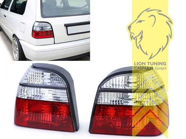 UK Stock LT Pair Rear Lights Tail Lamps VW Golf 3 red white 91-02 Halogen LHD