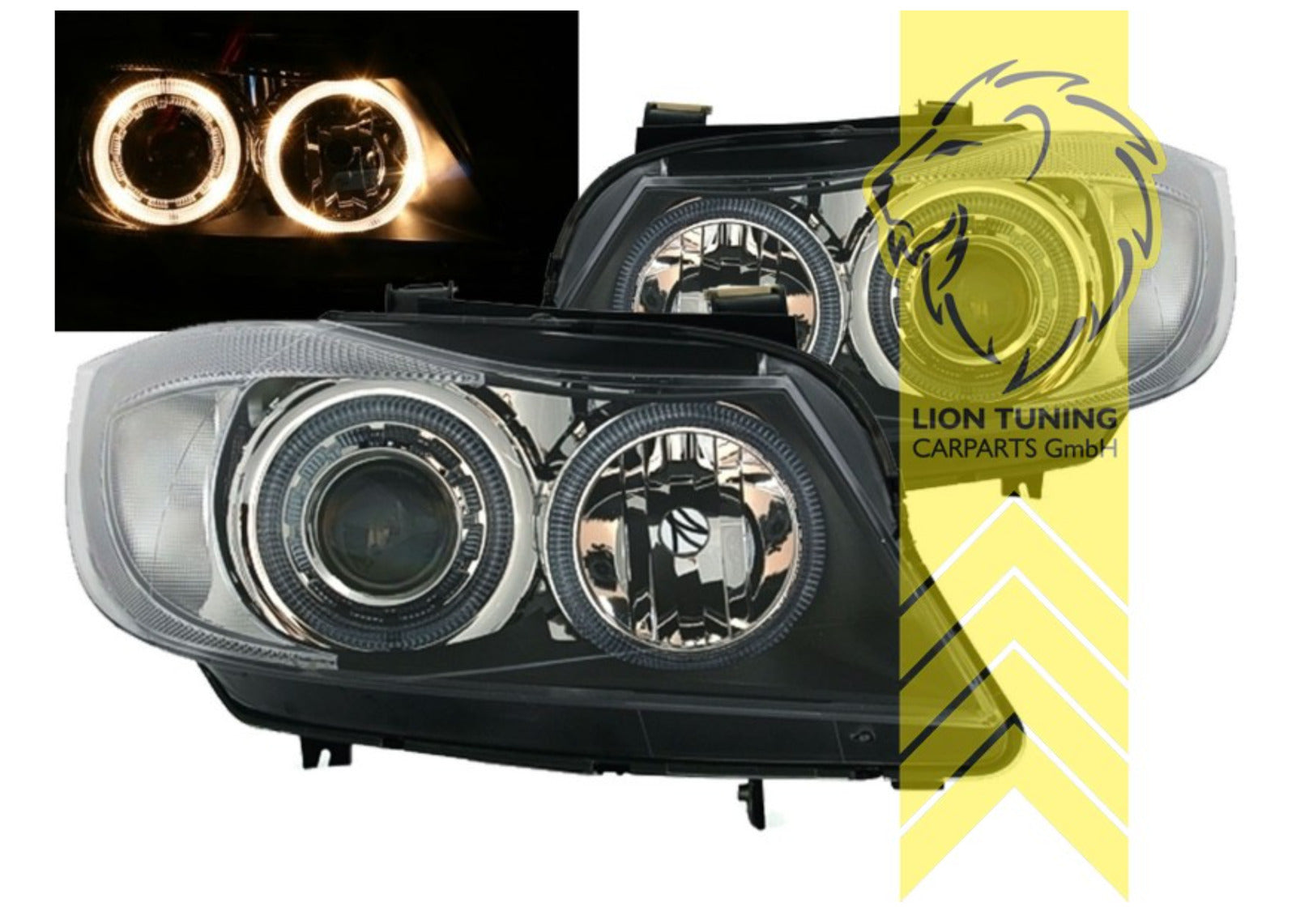 LT LED DRL Angel Eye Halo Ring Headlights BMW E90 E91 Touring 05-08 black LHD