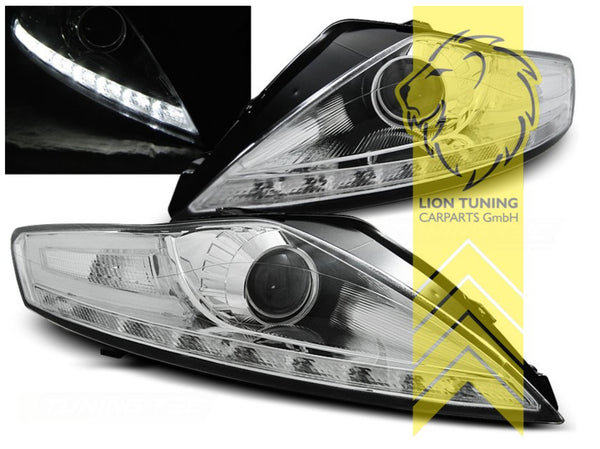 LT LED DRL Lightbar Halo Ring Headlights Ford Mondeo 4 sedan estate Chrome LHD