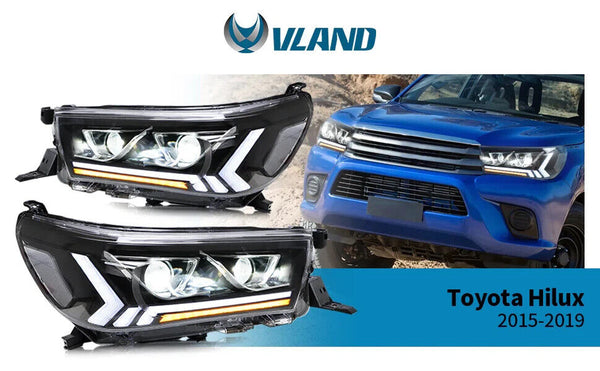 VLAND Toyota Hilux Revo 8 MK8 15-20 DYNAMIC WELCOME LED DRL Lightbar Headlights