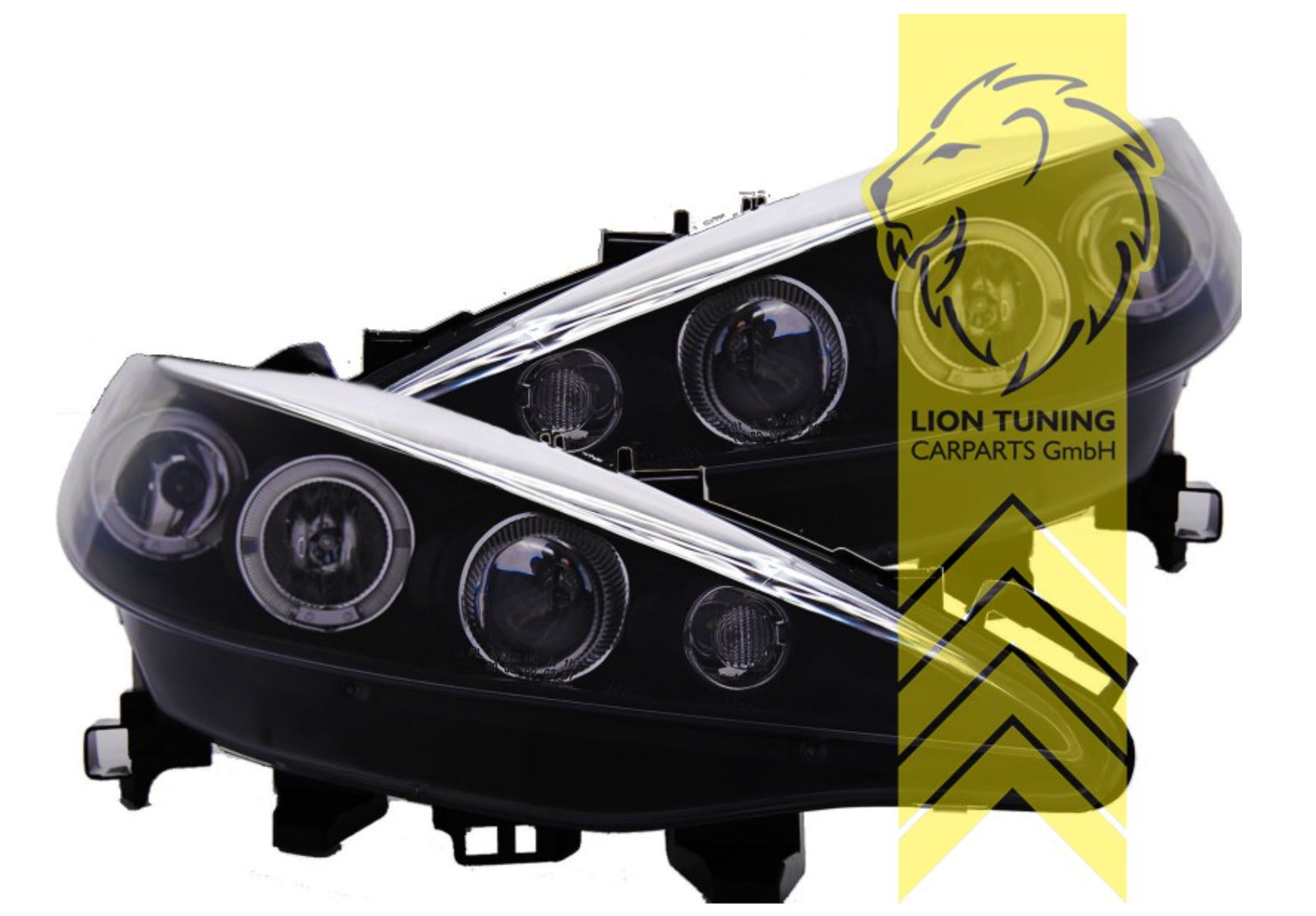 LT LED Angel Eye Halo Headlights Peugeot 207 207CC CC Cabrio SW Break Black LHD