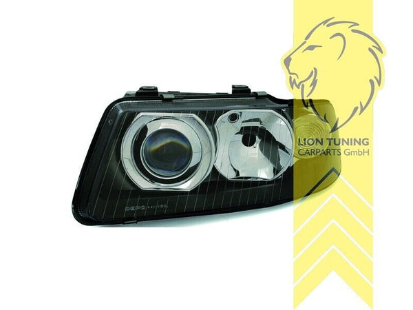 LT Pair Halogen Headlights Audi A3 8L H7 H1 96-03 Facelift black LHD