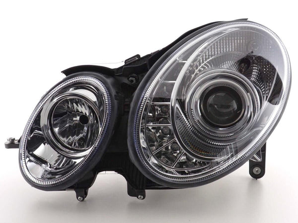 FK LED DRL Halo Lightbar HEADLIGHTS Mercedes E-Class 211 W211 02-06 Chrome LHD