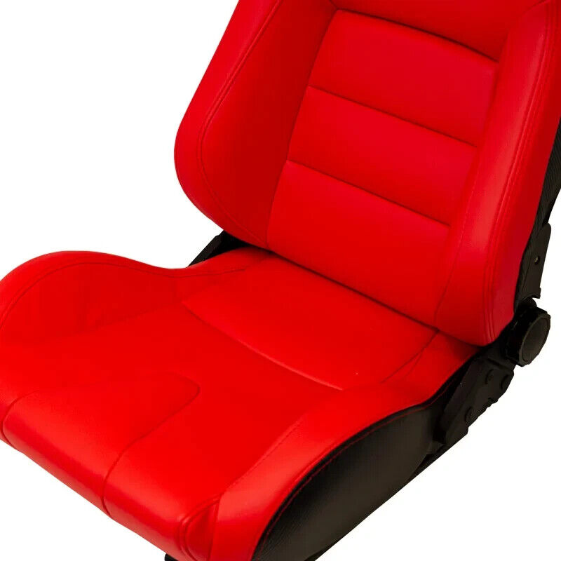 x1 ATS Bright RED & Carbon Weave Car Sim Simulator Bucket Seat + slides