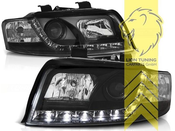 LT LED DRL Halo Headlights Audi A4 B6 8E 00-04 Limousine Avant black LHD