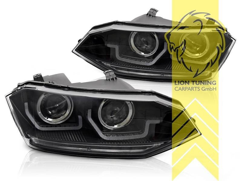 LT Pair LED DRL Headlights Headlamps VW Polo 2G AW BZ1 17-21 Black Dynamic Seq LHD