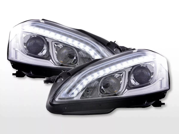 FK LED DRL Lightbar Halo Headlights Mercedes S-Class W221 221 05-09 Chrome