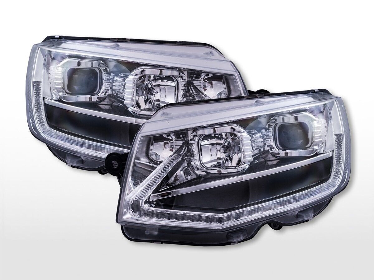 FK Pair LED DRL Dynamic H7 Halogen Headlights VW T6 Transporter 16-19 Chrome LHD