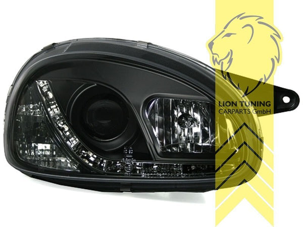 LT Pair LED DRL Angel Eye Halo Headlights Opel Corsa B Combo B 93-01 black LHD