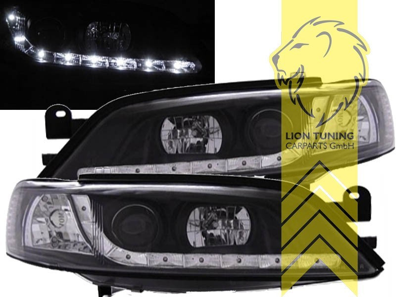 LT Pair LED DRL Lightbar Headlights Opel Vectra B 36 J96 99-02 Black LHD