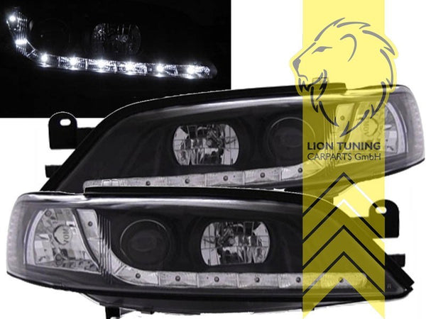 LT Pair LED DRL Lightbar Headlights Opel Vectra B 36 J96 99-02 Black LHD