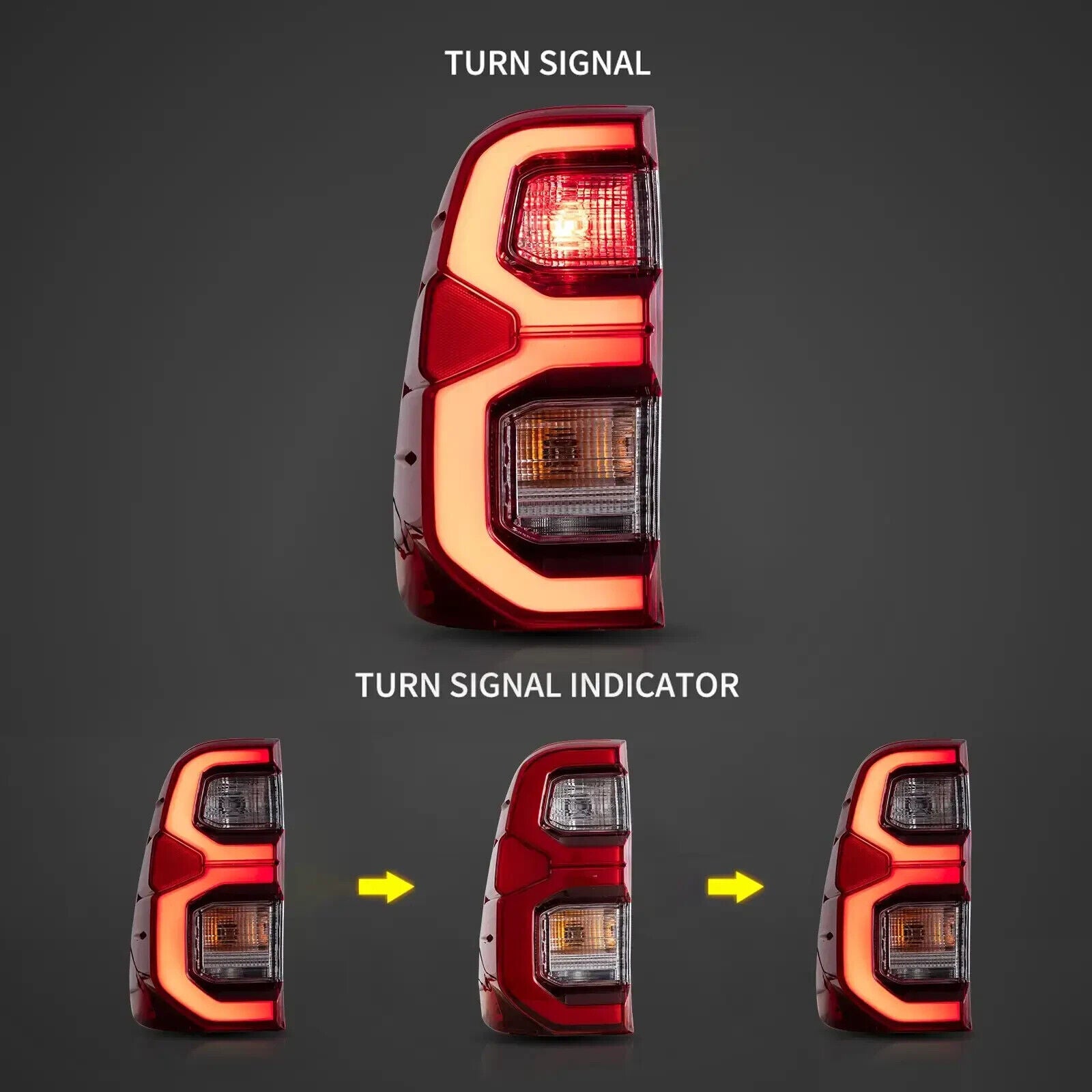 VLAND LED Tail Lamps Rear Lights 15-22 Toyota Hilux SR5 8 MK8 GUN125 GUN126R