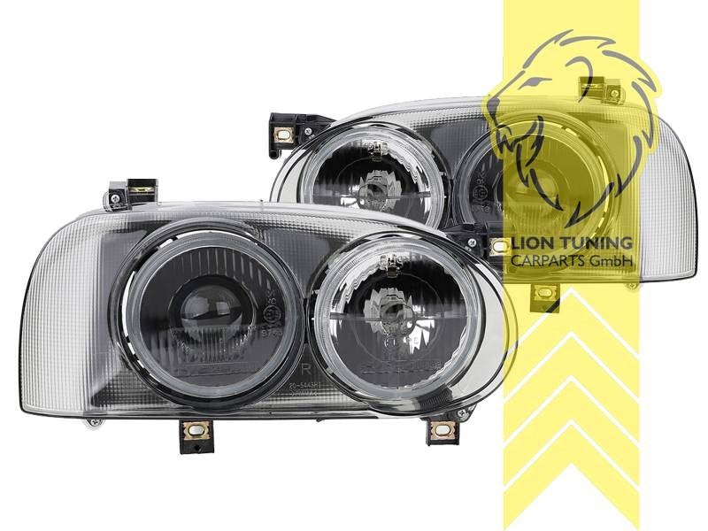 LT Headlights DE double headlights VW Golf 3 91-99 1H1 1E7 1H5 black smoke LHD