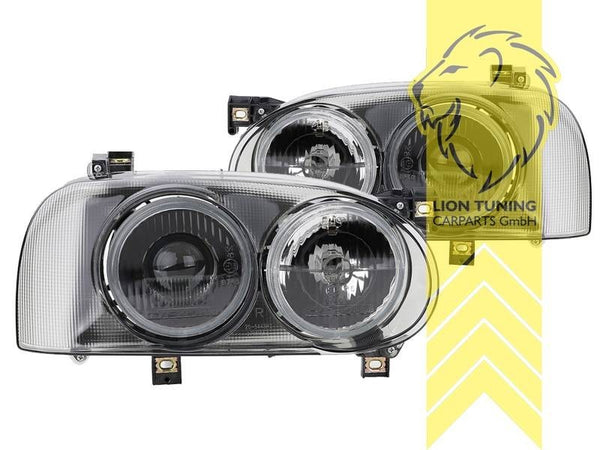 LT Headlights DE double headlights VW Golf 3 91-99 1H1 1E7 1H5 black smoke LHD