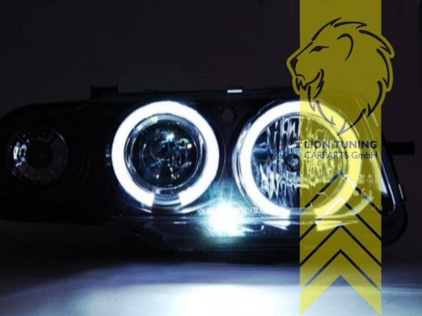 LT Pair LED DRL Angel Eye Headlights Opel Vauxhall Opel Astra F 94-00 chrome LHD