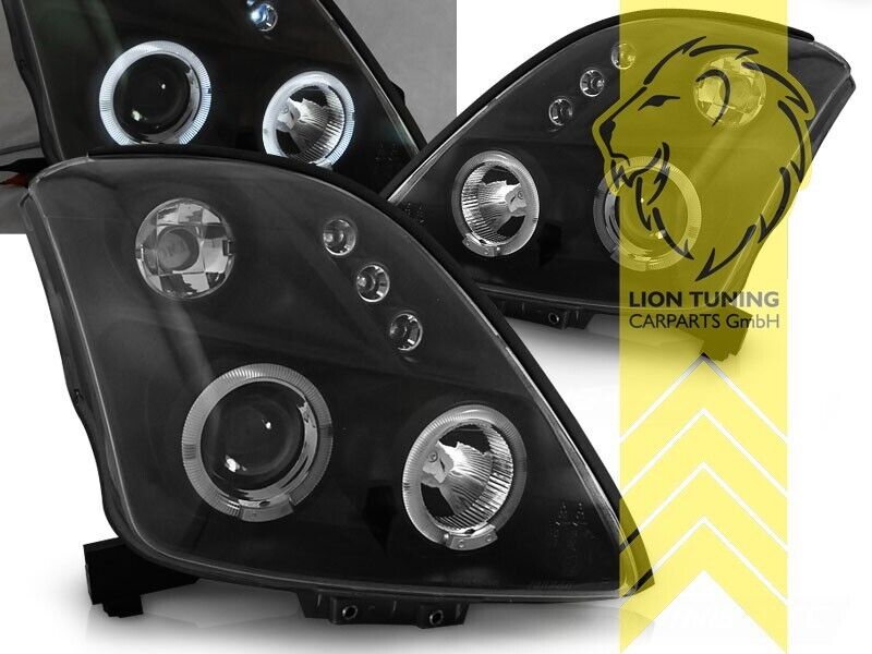 LT Pair LED DRL Halo Ring Eye Headlights Suzuki Swift 3 MZ EZ 05-10 black LHD