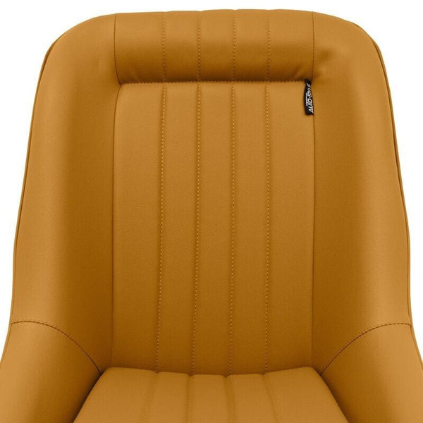 Auto-Style x1 Classic Car Retro Kit Sports Fixed Back Bucket Seat Beige PVC inc slides