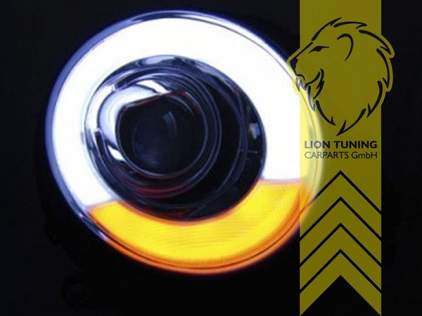 LT LED DRL Lightbar Halo Ring Headlights Mini Cooper JCW R56 R57 Black 06-14 LHD