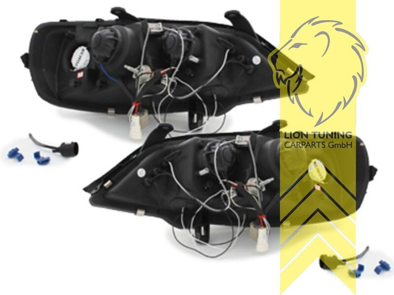 LT Pair LED DRL Angel Eye Headlights Opel Vauxhall Astra G 98-05 chrome LHD