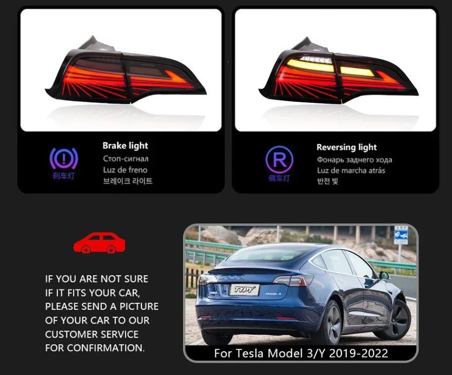 TYPY Pair Tesla Model 3 Y 2019-2022 LED Dynamic Rear Lights Dynamic Tail LHD