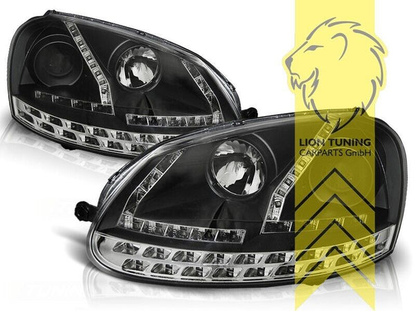 LT LED DRL Lightbar Headlights VW Golf 5 1K1 1K5 03-09 sedan variant black LHD