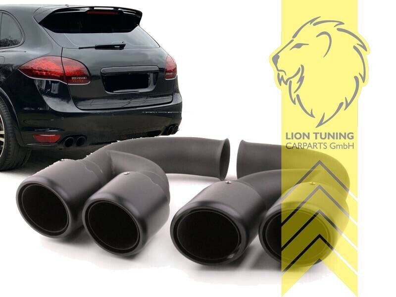 LT Stainless tailpipes exhaust Backbox covers trim Porsche Cayenne 92A black V6