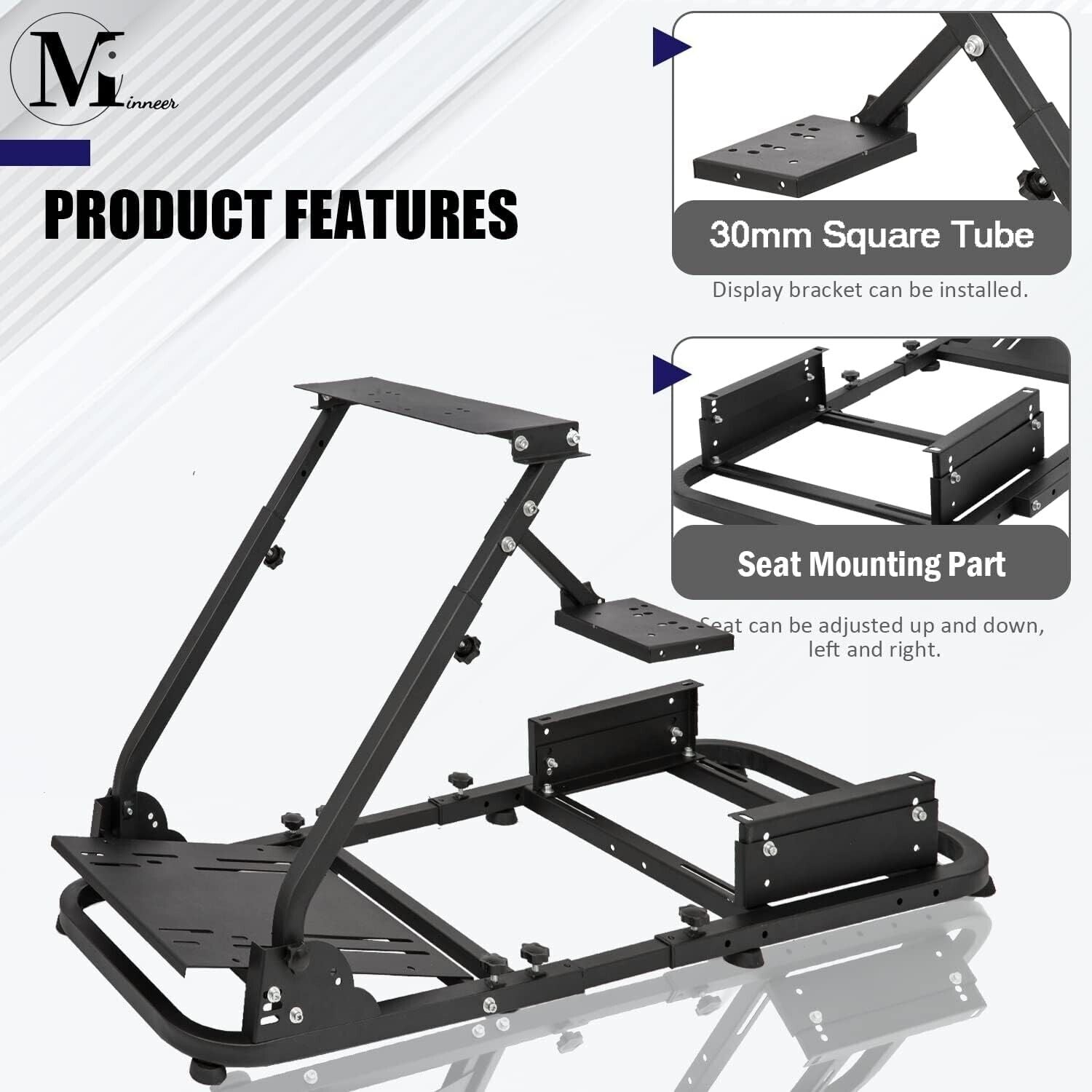 MN Driving Game Sim Racing Frame Rig for Seat Wheel Pedals Xbox PS PC Console F1