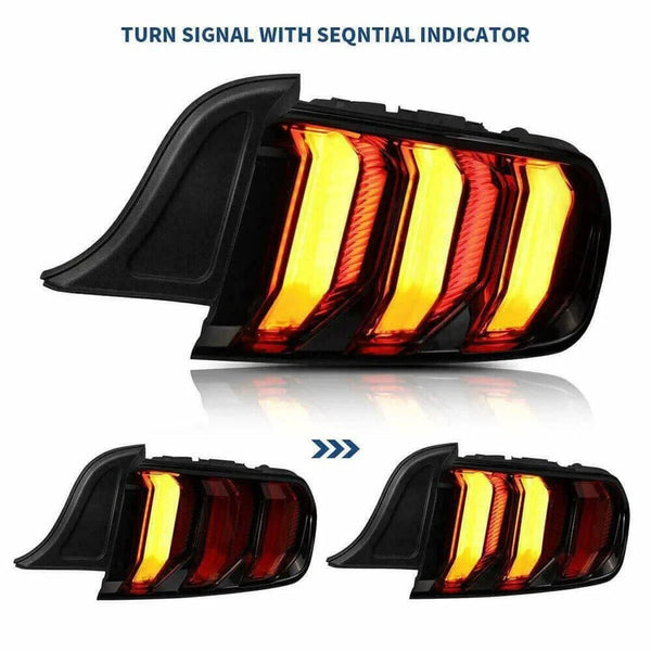 VLAND 5 Mode Sequential LED Rear Tail Lights Ford Mustang 2015-2023 LHD