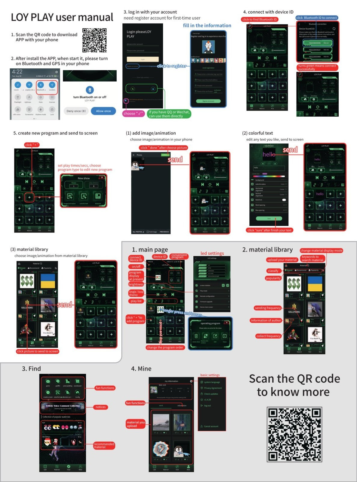 LOY Biosled Knight Waterp BT App LED Screen Backpack Rucksack Motorcycle Bike
