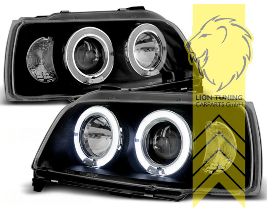 LT LED DRL Halo Ring Headlights Renault Clio A 1 MK1 Black 90-96 B57 C57 LHD