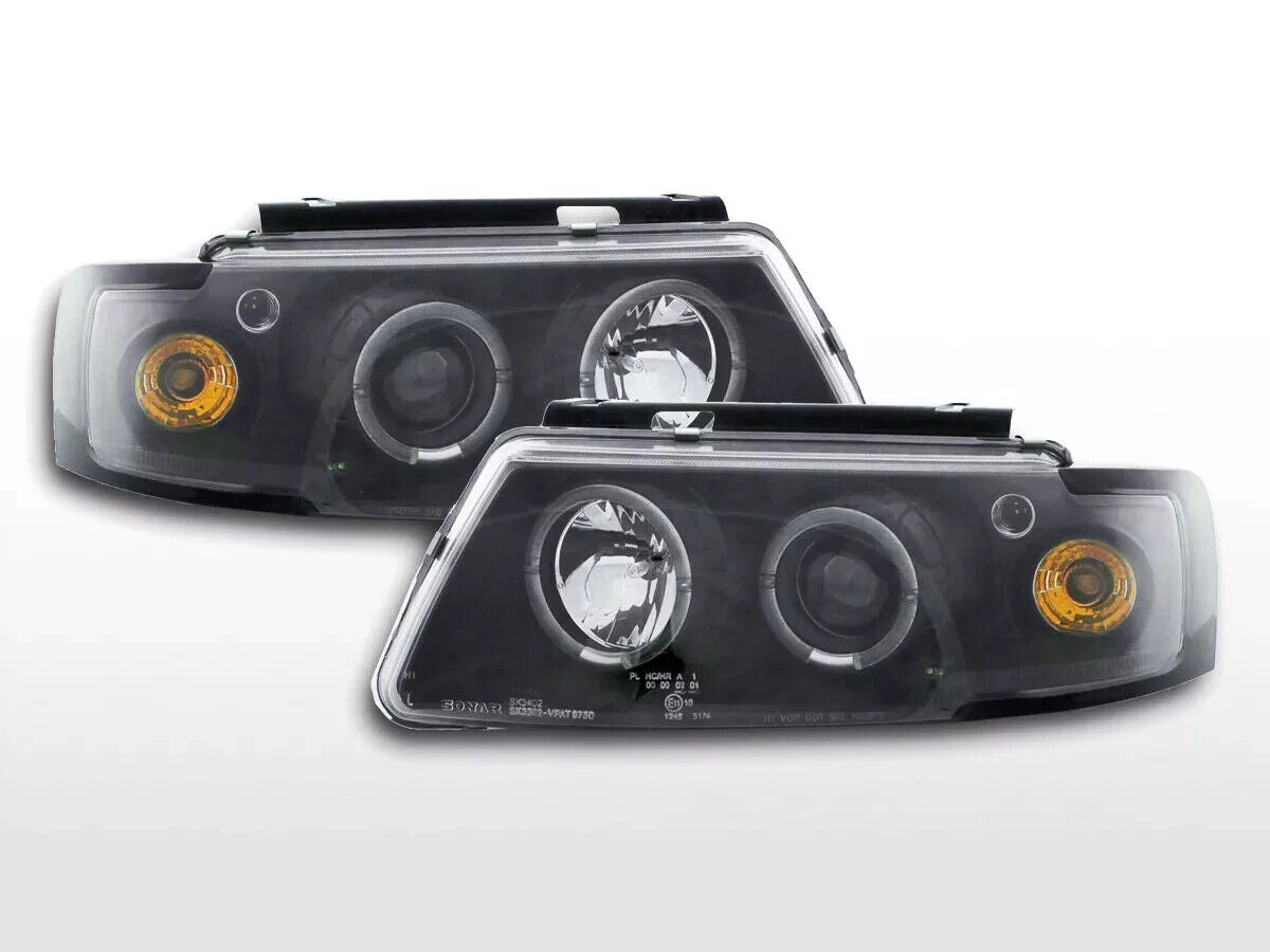 FK Pair Halo Eye Ring Headlights Audi A4 B5 3B 97-00 Black S4 LHD