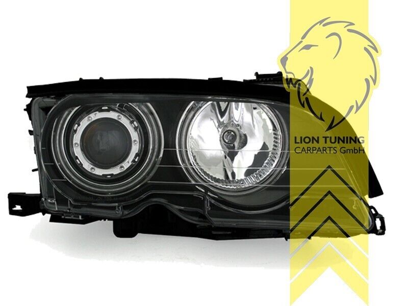 LT LED DRL Halo CCFL H1 Headlights BMW E46 Coupe Cabrio black 99-03 LHD