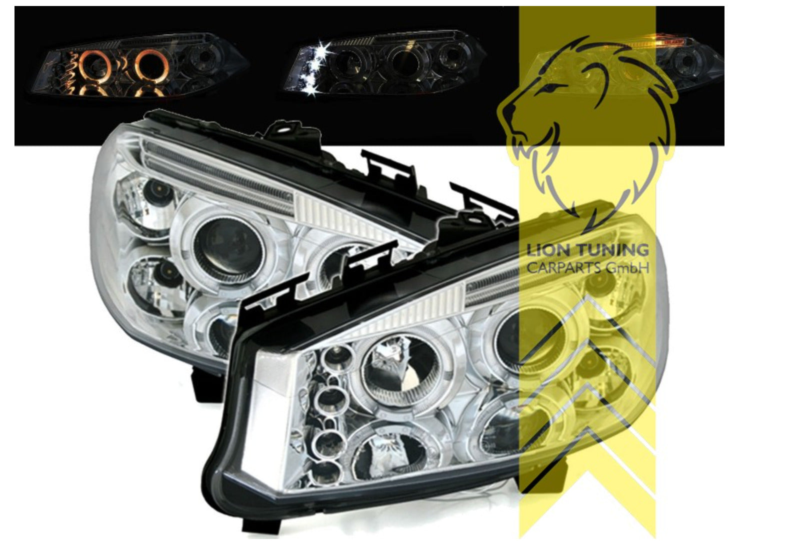 LT LED DRL Halo Ring Headlights Renault Megane M 2 MK2 02-05 Grandtour ChromeLHD