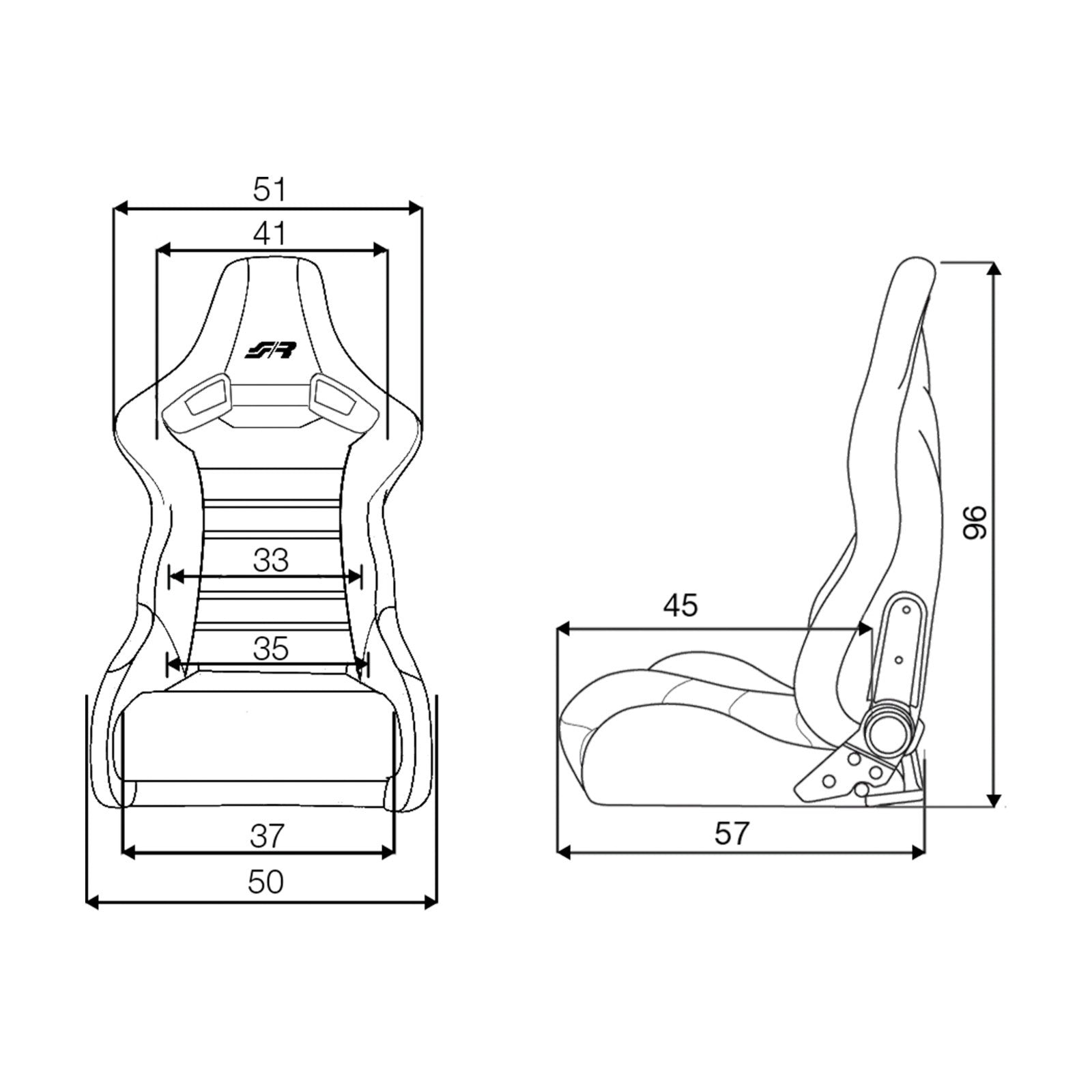 Simoni Universal Pair x2 Luxe Alcantara Leather Black Car Bucket Seats + slides