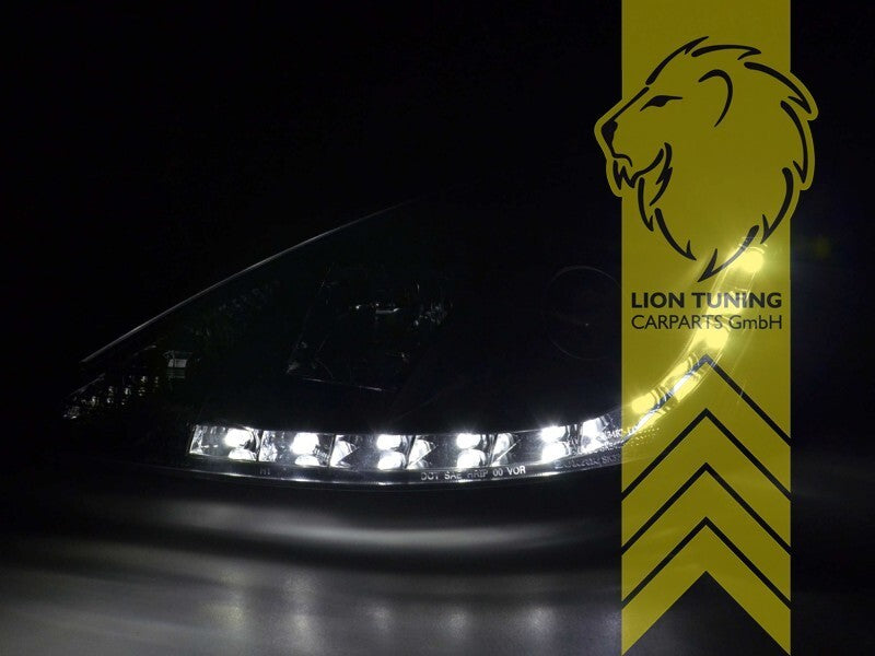 LT LED DRL Lightbar Headlights Ford Focus 1 MK1 DAW DBW DFW DNW HB SW Black LHD