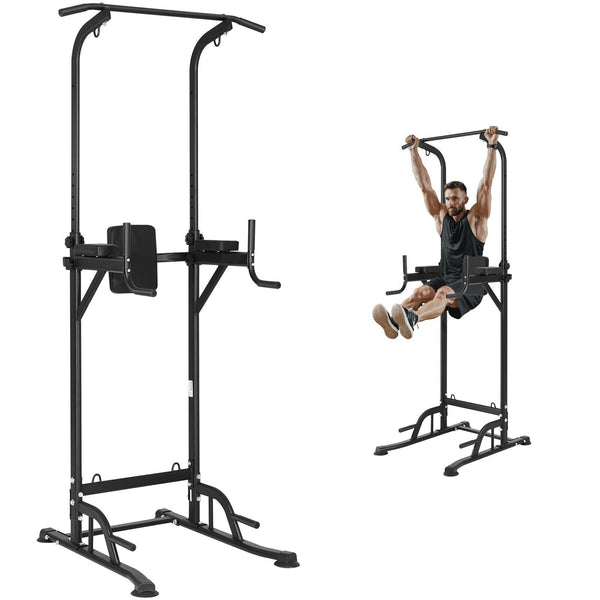 Power Tower Dip Station 10 Lvl Height Adjustable Pull Up Bar Stand Exercise Gym