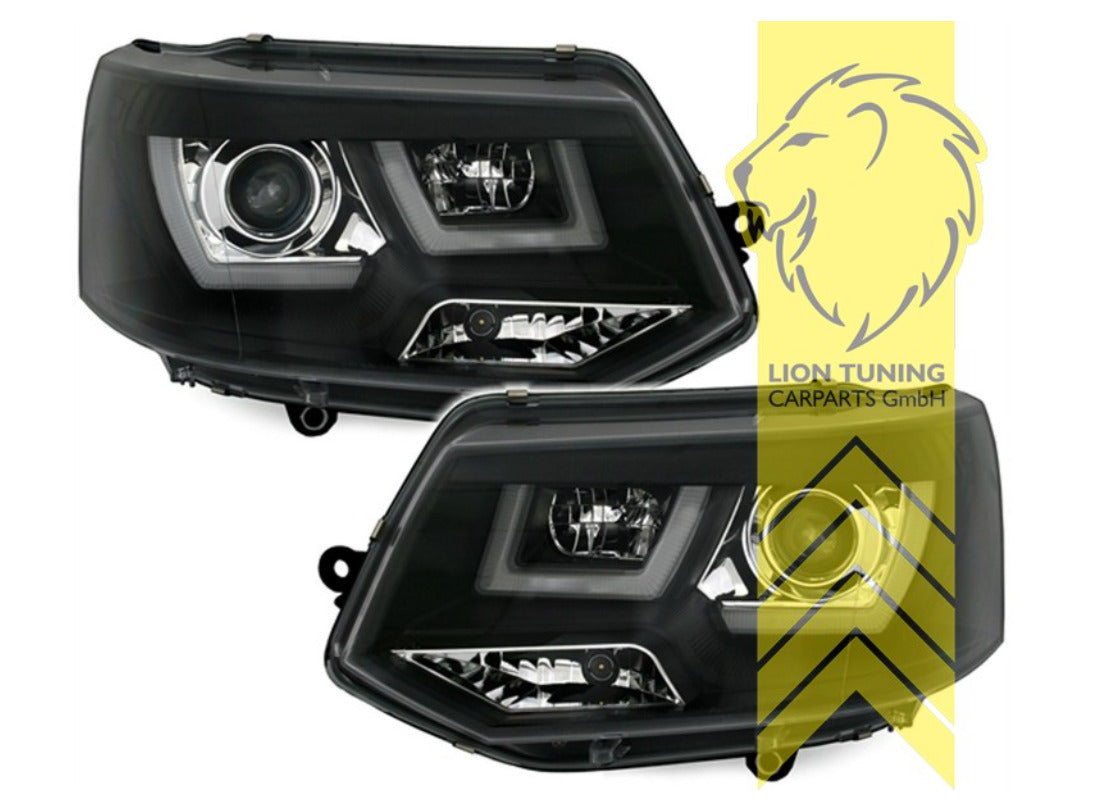 LT LED DRL Halo Angel Eye Headlights VW T5 Bus Van Camper Transporter Facelift U-Tube black LHD