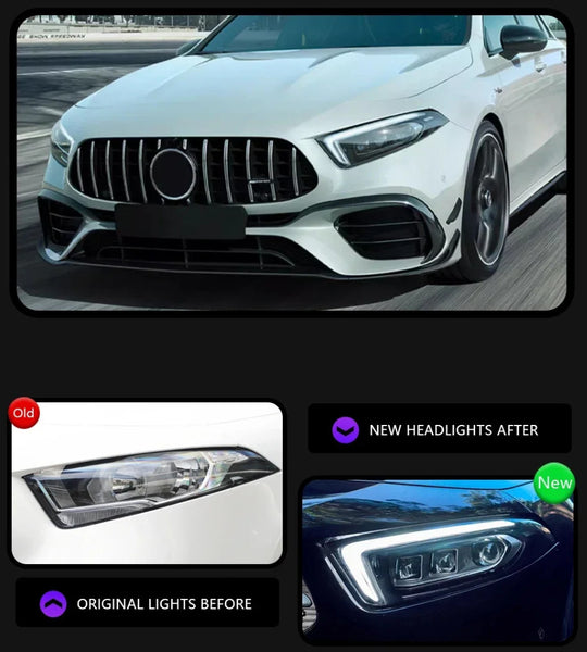 TYPY Pair Mercedes A-Class W177 Headlights 2018-2022 LED DRL Headlights LHD