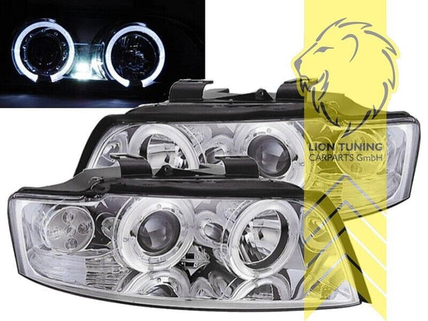 LT LED DRL CCFL Halo Ring Headlights Audi A4 B6 8E Sedan Avant 00-04 chrome LHD