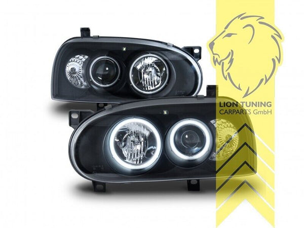 LT Pair LED DRL CCFL Ring Headlights VW Golf 3 Limousine Variant Cabrio LHD