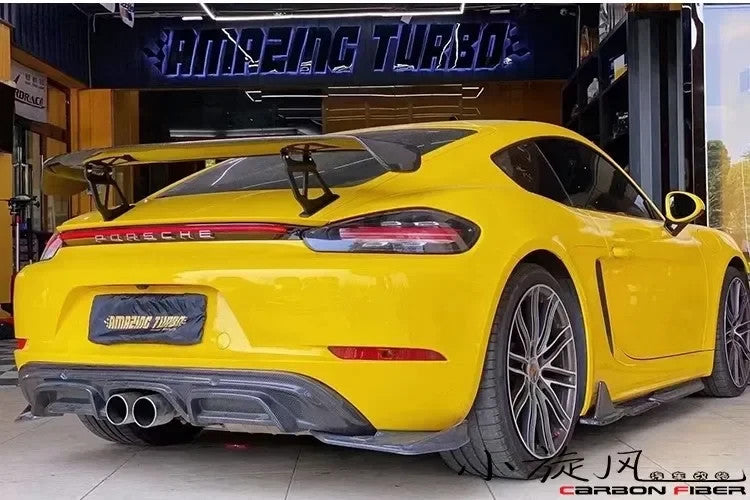 Aftermarket Porsche Boxster Cayman 718 981 987 GT4 Style Carbon Rear Spoiler Wing
