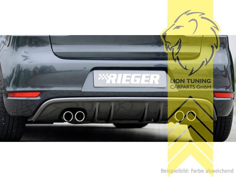 Rieger Black Carbon rear bumper spoiler diffuser for VW Golf 6 GTD Quad Exit ABS