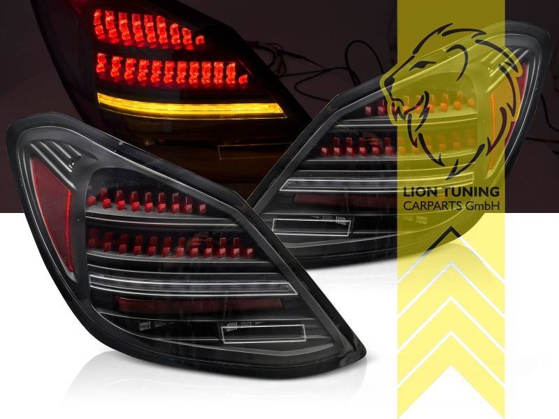 LT Pair LED DRL Lightbar Rear Lights Tail Lamps Mercedes Benz C-Class W205 14-21 black red LHD