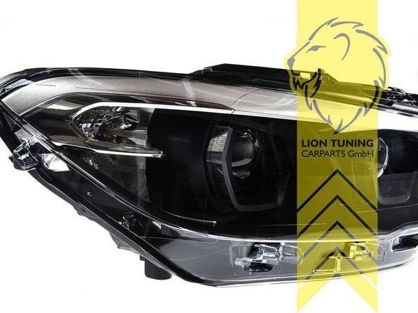 LT Pair LED DRL Dual Halo Y Hex Headlights BMW 1 Series F20 F21 LCI 15-19 black LHD