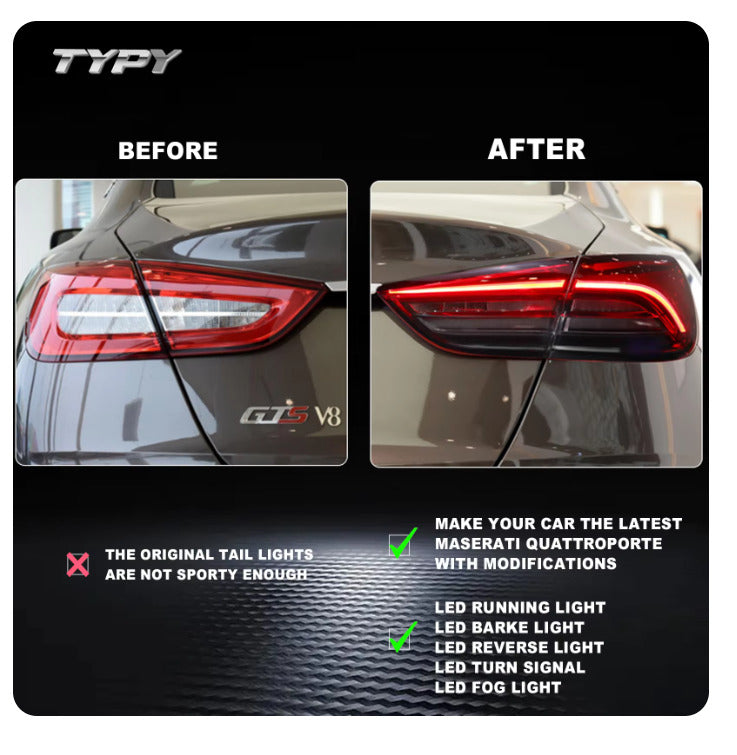 TYPY Pair LED DRL Lightbar REAR LIGHTS Maserati Quattroporte 13-21 Red Clear LHD