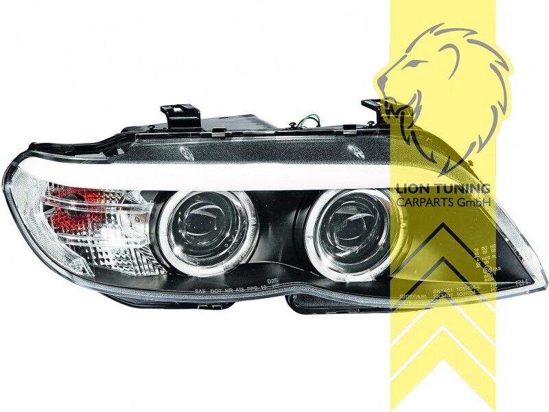 LT LED DRL Halo Lightbar Headlights BMW E53 X5 03-06 black LHD