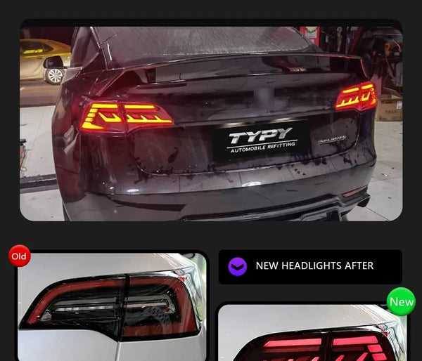 TYPY Pair 19-22 Tesla Model 3  Model Y Lightbar Sequential LED DRL Rear Lights